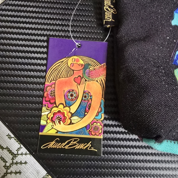 Laurel Burch Black Zip Pouch with Neon Multicolor Dogs - Picture 2 of 5